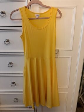 Lularoe Nicki -Yellow Sleeveless Fit-and-Flare Dress